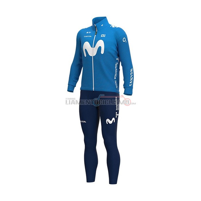 Abbigliamento Ciclismo Movistar Manica Lunga 2021 Blu